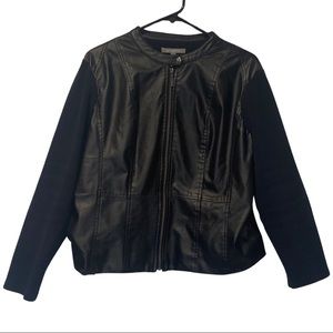 NY Collection faux leather front panel jacket